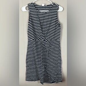 GAP Twist front Navy & white knee length striped  dress S